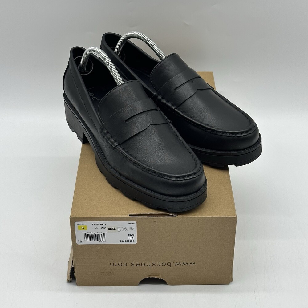 B.O.C. by Born Cade Black Faux Leather Moc Closed Toe Penny Loafers Women's 11M
